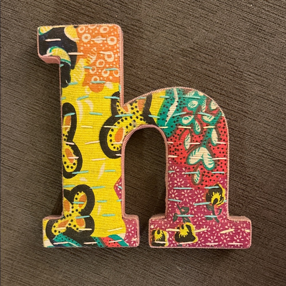 Anthropologie quilted Colorful Decorative Letter 'H’